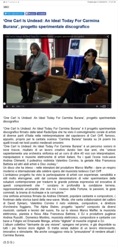 Studio9tv - Feb 11 2015 - One Carl Is Undead: An Ideal Today For Carmina Burana, progetto sperimentale discografico